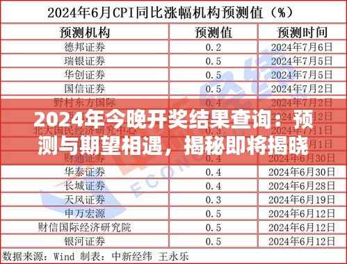 2024年今晚开奖结果查询:预测与期望相遇,揭秘即将揭晓的幸运数字